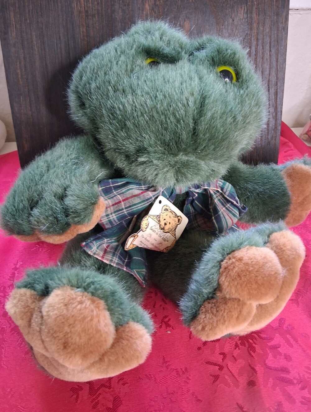 Vintage Boyds Bear Green Plush Frog with Plaid Bow "Racheal" Bears in the Attic